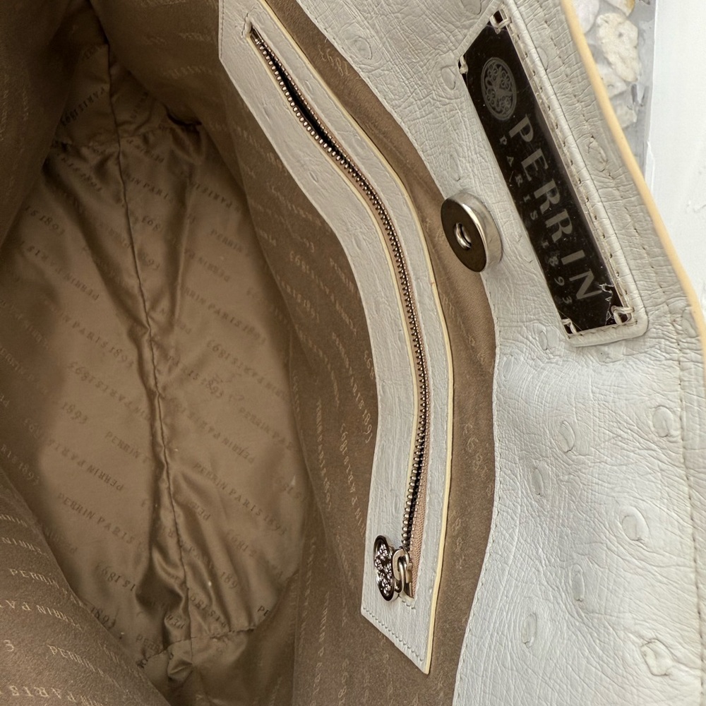 PERRIN vintage ostrich leather white tote - Picture 12 of 15